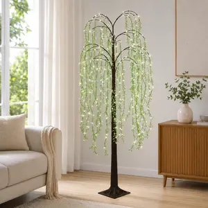 4-Foot/5-Foot/6-Foot LED Light-Up Artificial Weeping Willow Floor Lamp, USB-Powered LED Willow Tree, Perfect for All-Season Parties, Birthdays, Living Rooms, Independence Day, and Spring/Summer Decor