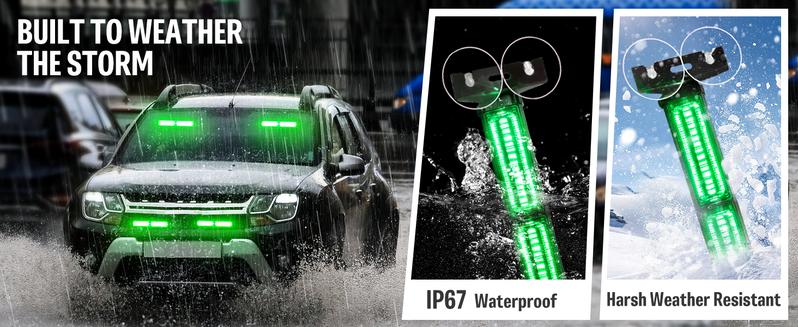 DIBMS 40 LED Stroboscopic indicator Light Bar, Front/rear windshield visor lights, Dash Safety Warning for Construction, Tow, Plow Trucks (Amber White) Car Accessories Green Emergency Rooftop Strobe Lights Bar car lights