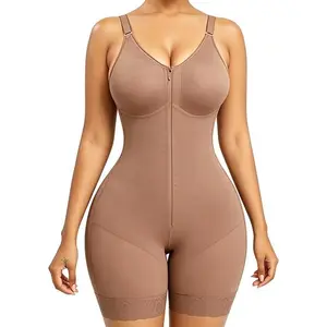 Women’s shapewear bodysuit with tummy control, removable shoulder straps, zipper design, comfortable ultra-stretch fabric, breathable mesh panels, and a comfortable close fit. pregnancy faja