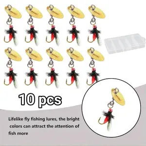 10Pcs/Set Rooster Bait Tail Fishing Lures,Brass Fishing Spinner Baits for Trout Pike,Spinnerbaits Trout Fishing Gear for Freshwater Saltwater,Halloween Christmas Party Gifts,Hand Tools Kits