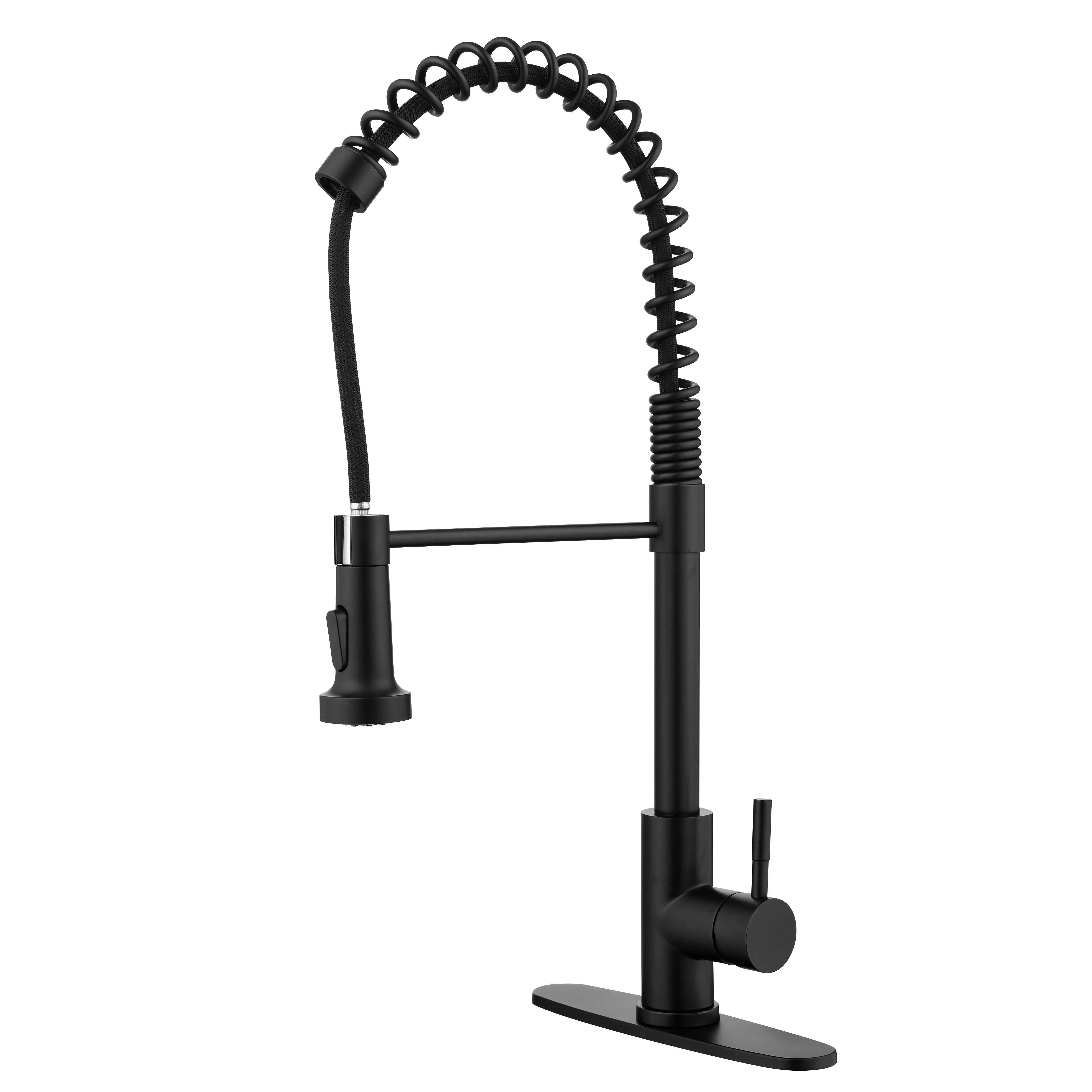 Stainless Steel Pull-Out Sprayer Kitchen Faucet Single Handle Single Hole Kitchen Sink Tap with Spring Design for Modern Kitchen and Laundry Room Sink Fixture, Home Furniture and Household Product Search Terms for US Online Shopping