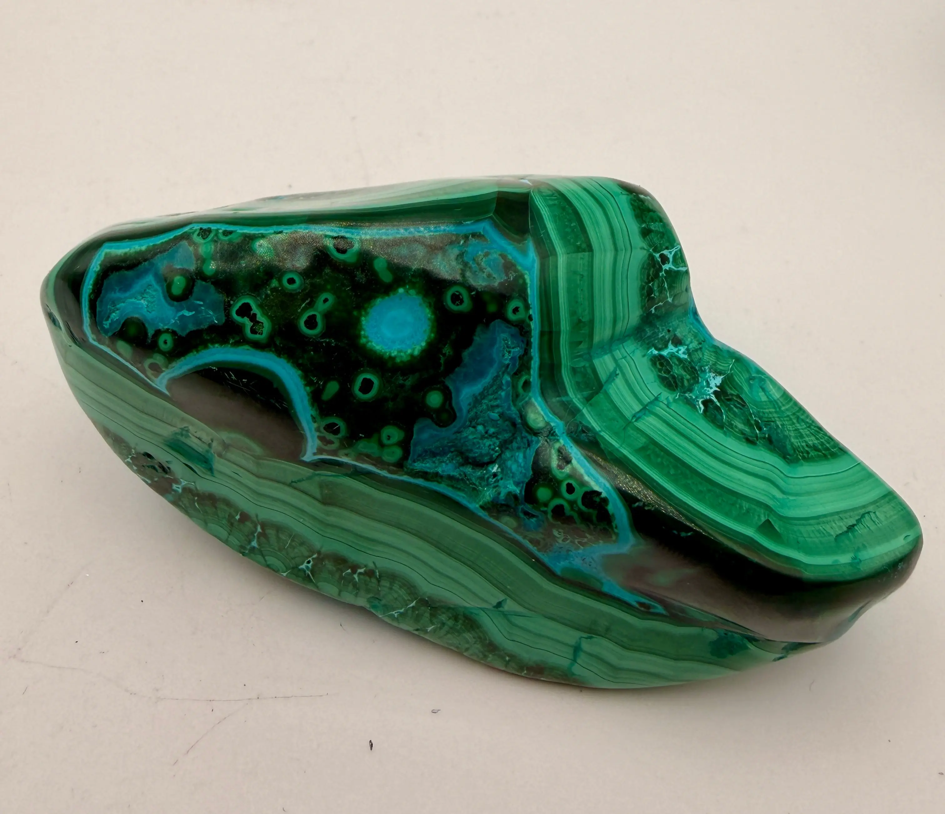 Premium Polished Freeforms in Chrysocolla and Malachite, Banded Crystal Collectibles for Grounding and Clarity