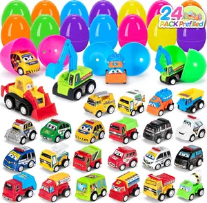 24PCS Pre-Filled Easter Eggs with Pull Back Cars – Easter Basket Stuffers, Party Favors & Easter Gift for Toddlers, Kids