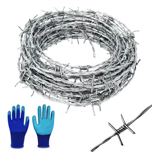 Barbed Wire 50 Ft, 4 Point Barbed Wire Fence, Hot-Dip Galvanized Barb Wire Roll, 18 Gauge Strong and Flexible Wire for Crafts Baseball Ball and Yard Garden