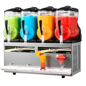 VEVOR Slushie Machine, 12L/3.17Galx 4 Tank Commercial Slushy Maker, Frozen Drink Maker with Self-Cleaning, Margarita Machine for Restaurants Bars Party for Slushie, Margaritas, Milkshake More