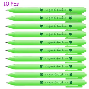 10/20/30 Pcs Good Luck Ballpoint Pens, St Patrick's Day Gifts for Employee, Funny Pens for Team, Shamrock Ballpoint Pens, Black Ink Bulk Set, for Team Staff Teacher Coworker, Office Gift Supplies
