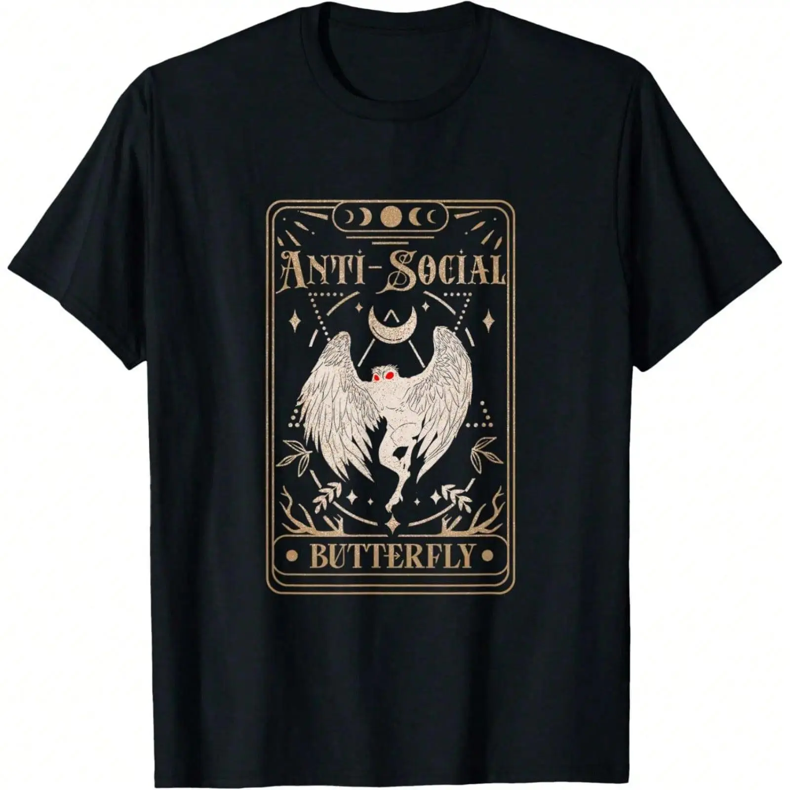 Mothman Red Eyed Cryptid Antisocial Butterfly Tarot Tee for All