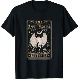 Mothman Red Eyed Cryptid Antisocial Butterfly Tarot Tee for All
