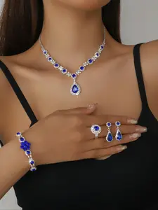 Luxury Jewelry Set, Including Necklace & Bracelet & Earrings & Ring, Fashion Jewelry for Party, Daily Decor, Trendy All-match & Exquisite Jewelry for Birthday Gift, Fashionable Jewelry Set, Elegant Jewelry Set