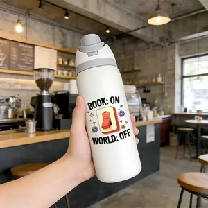 32oz Dual Drink Sports Water Bottle, Creative Switch Pattern, Stainless Steel Large Capacity Insulated Cup, Perfect Gift for Women, Leakproof Insulated Tumbler