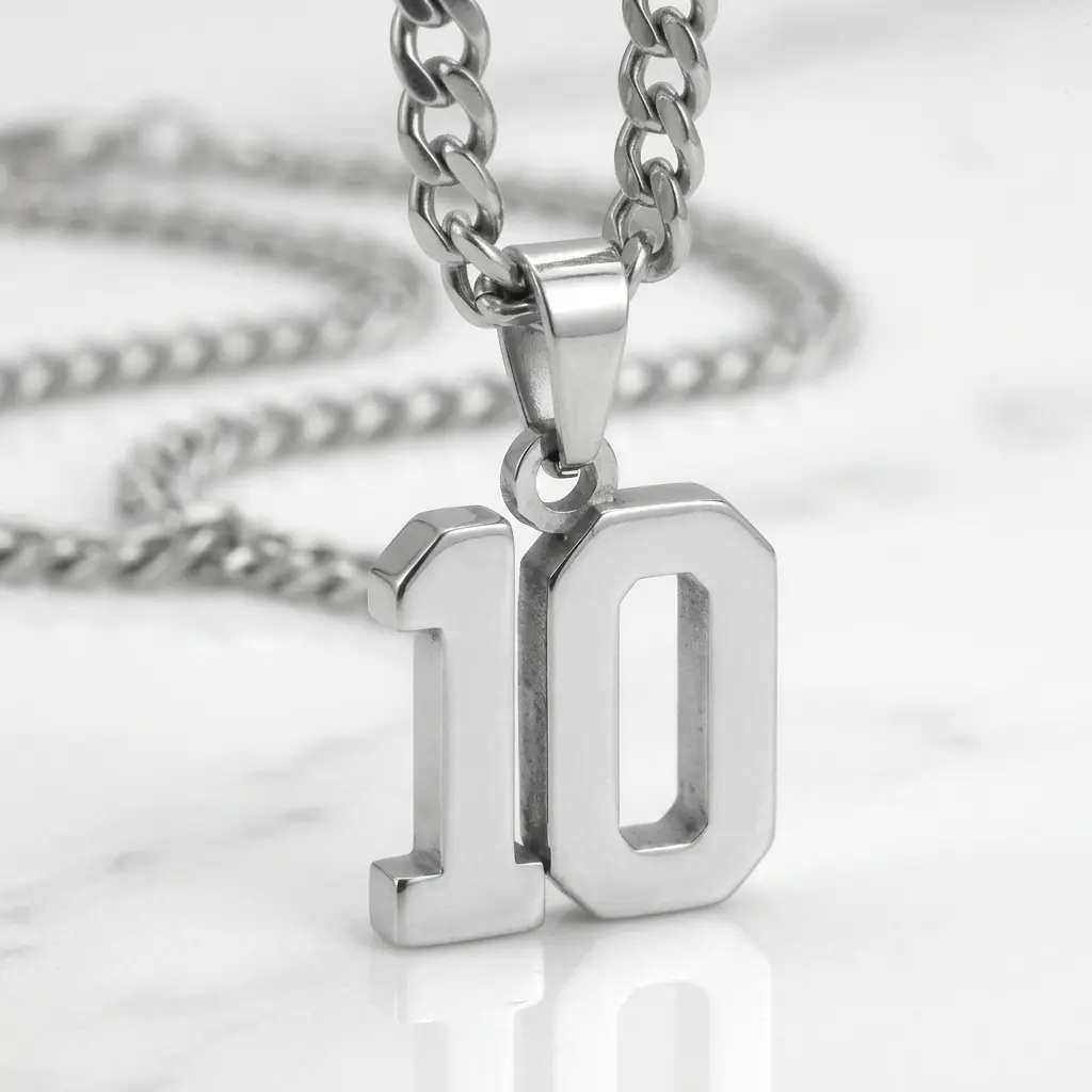 The Legendary Number Men's Silver Necklace - Stainless Steel Football Athlete Pendant Gift, Chains Necklace, Accessory Necklace
