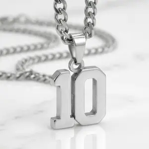The Legendary Number Men's Silver Necklace - Stainless Steel Football Athlete Pendant Gift