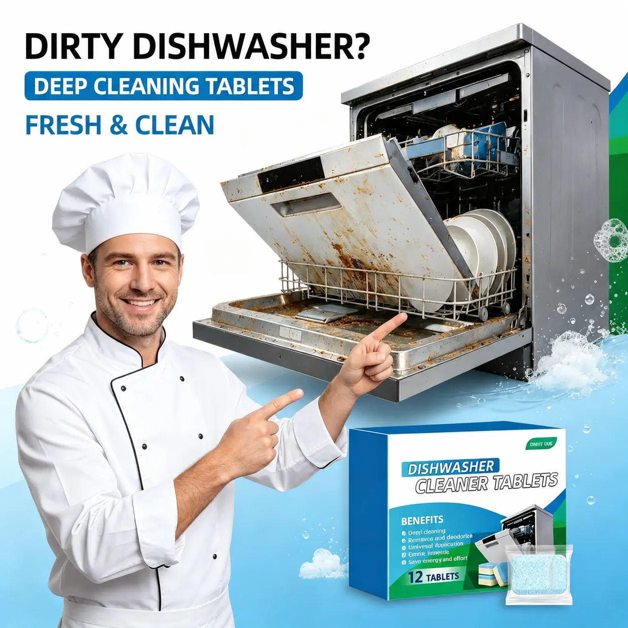 Citric Acid Dishwasher Descaler Tablets Dishwasher Cleaner Tablets 12/24 Pack, Eco Friendly Descaling Tablets for Limescale Removal, Deodorizing Dishwasher Cleaning Tablets for Kitchen, Home Essentials campingessentials performance high
