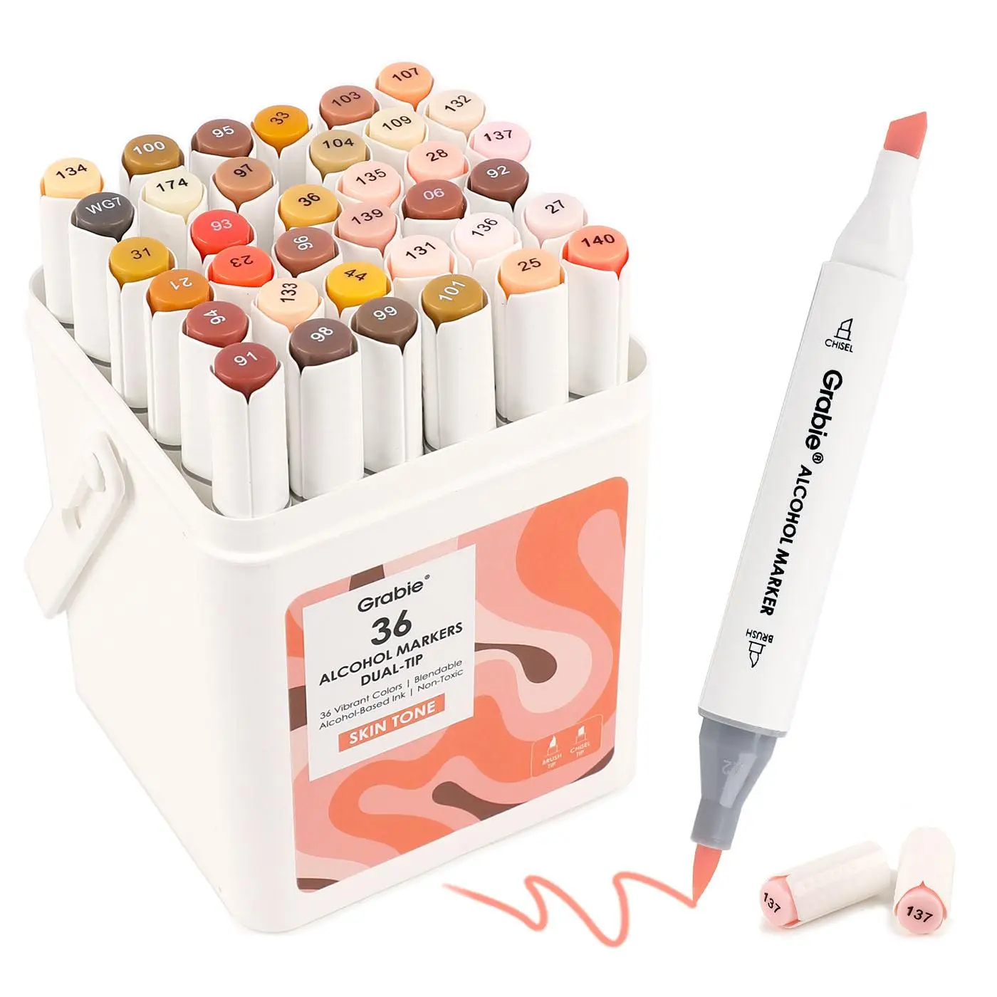 Grabie Dual-Tip Skin Tone Alcohol-Based Marker Set of 36, DealsForYouDays