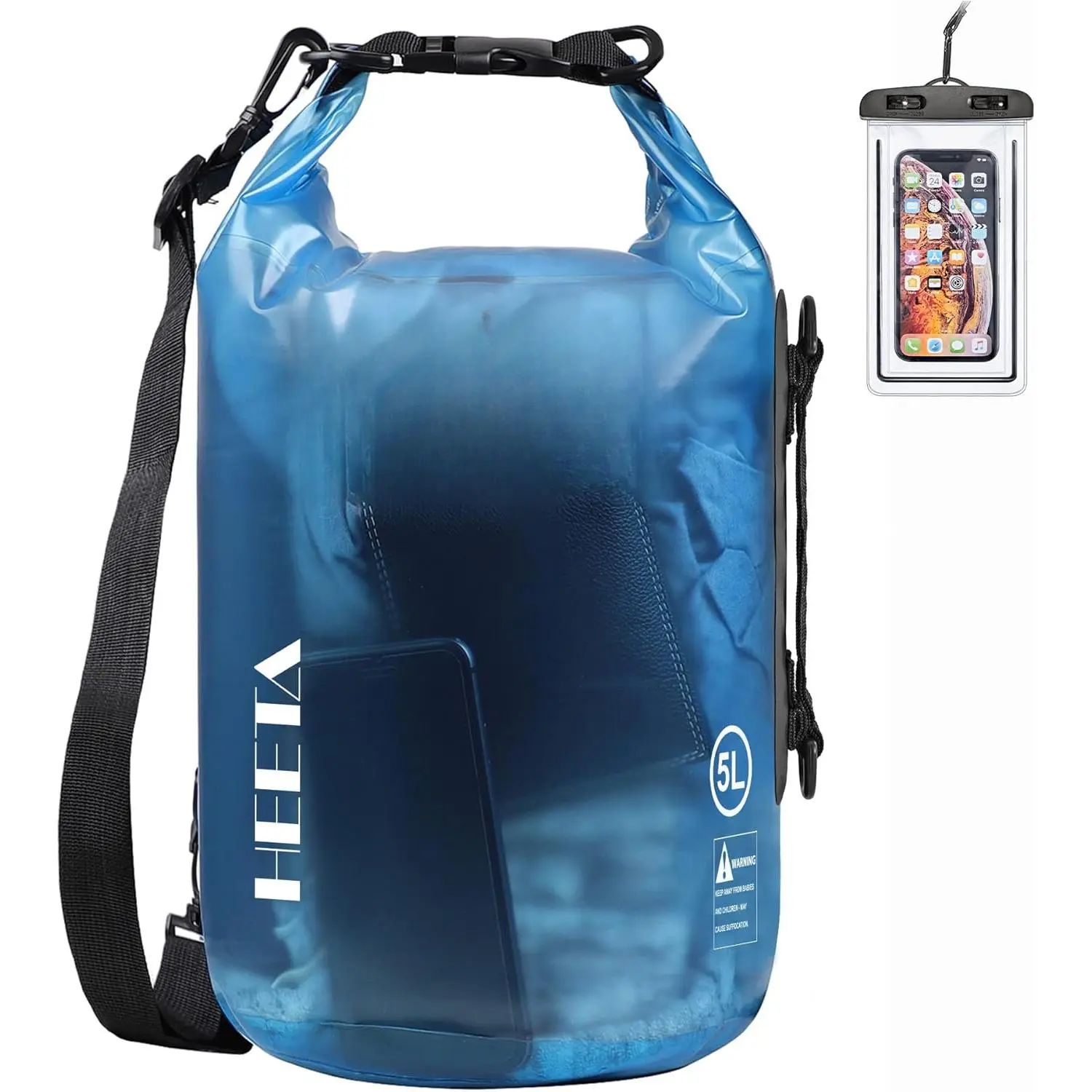 Dry Bag Waterproof for Women Men, 5L/10L/20L/30L/40L Roll Top Lightweight Dry Storage Bag Backpack with Phone Case for Travel Swimming Boating Kayaking Paddle Board Camping Beach Accessories