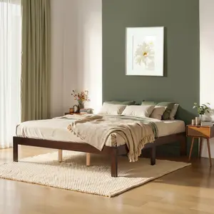 Subrtex Solid Wood Platform Bed Frame - Sturdy Wooden Slats Support, No Box Spring Needed, Quick Assembly & Modern Design