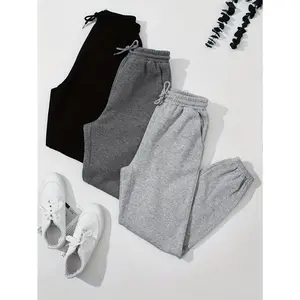 [Limited-time crazy grab,50%+OFF today][Fashionable Jogger Sweatpants] 3pcs Women's Solid Color Jogger Sweatpants - Fashionable, Polyester, Machine Washable - Casual Street Style, Drawstring Waist & Elastic Cuffs - Black, Gray, White