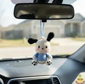 Handmade Pochacco Blue Sweater Crochet Car Hanging, Soft Cozy Charm