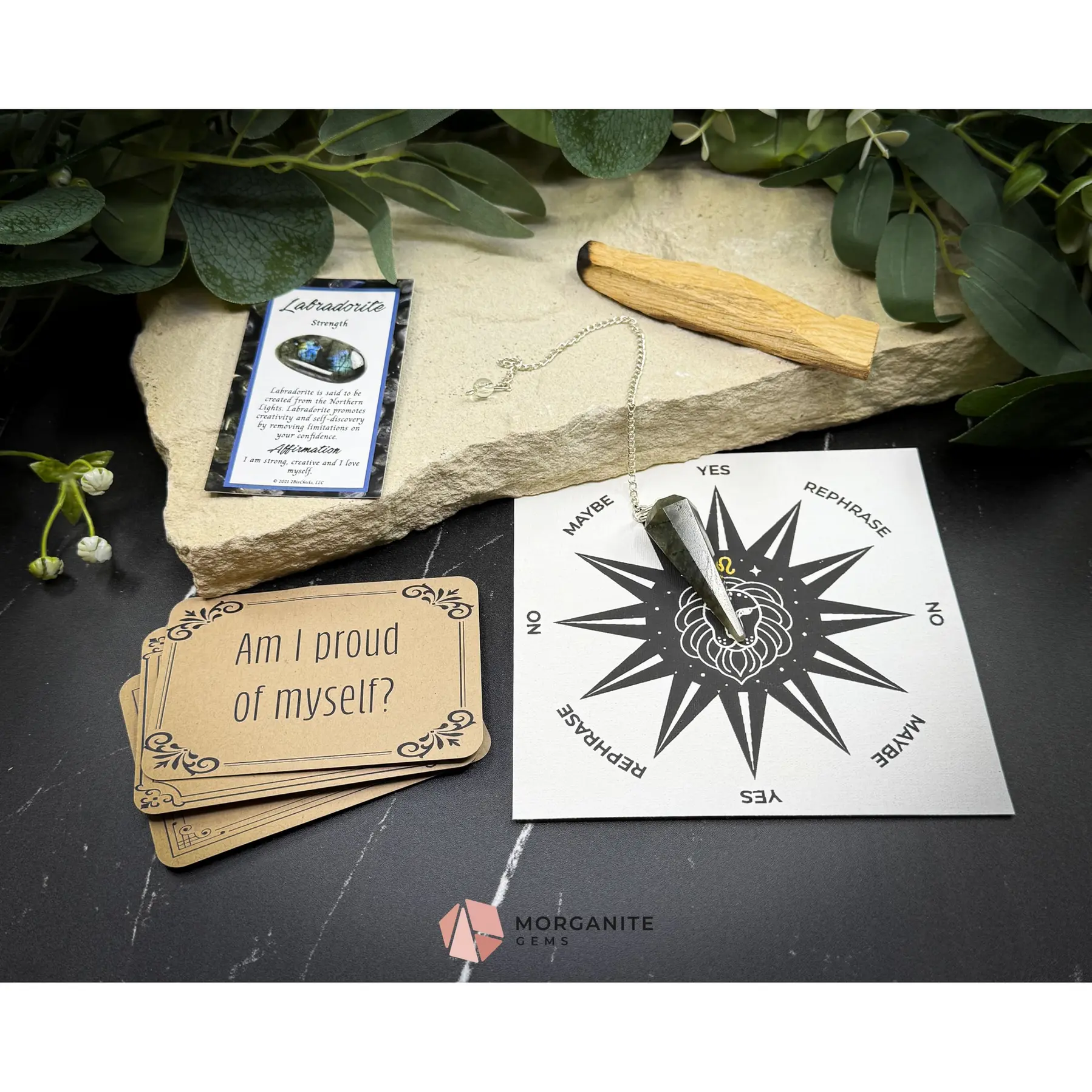 Leo Pendulum Set – Astrology Crystal Divination Kit with Zodiac Mat, Gift Box & Confidence-Boosting Energy Tools