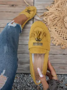 Women's One-Step Round Toe Loafers, Fashionable Comfort Flat Shoes, Perfect for Casual Wear, Ideal Gift Choice, Walking Shoes, Flats Shoes, Slip On Shoes