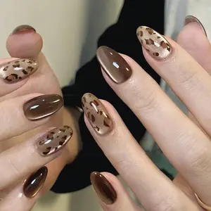30pcs Almond Shape Leopard Print Matte False Nails, Includes Nail File & Tape, Fashion Press-On Nails for Trendy Look, Natural Finish, Almond Fake Nails