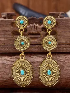 Women's Western Boho Style Totem Carved Geometric Alloy Pendant Earrings, Summer Jewelry Gift for Women, Vintage Accessories