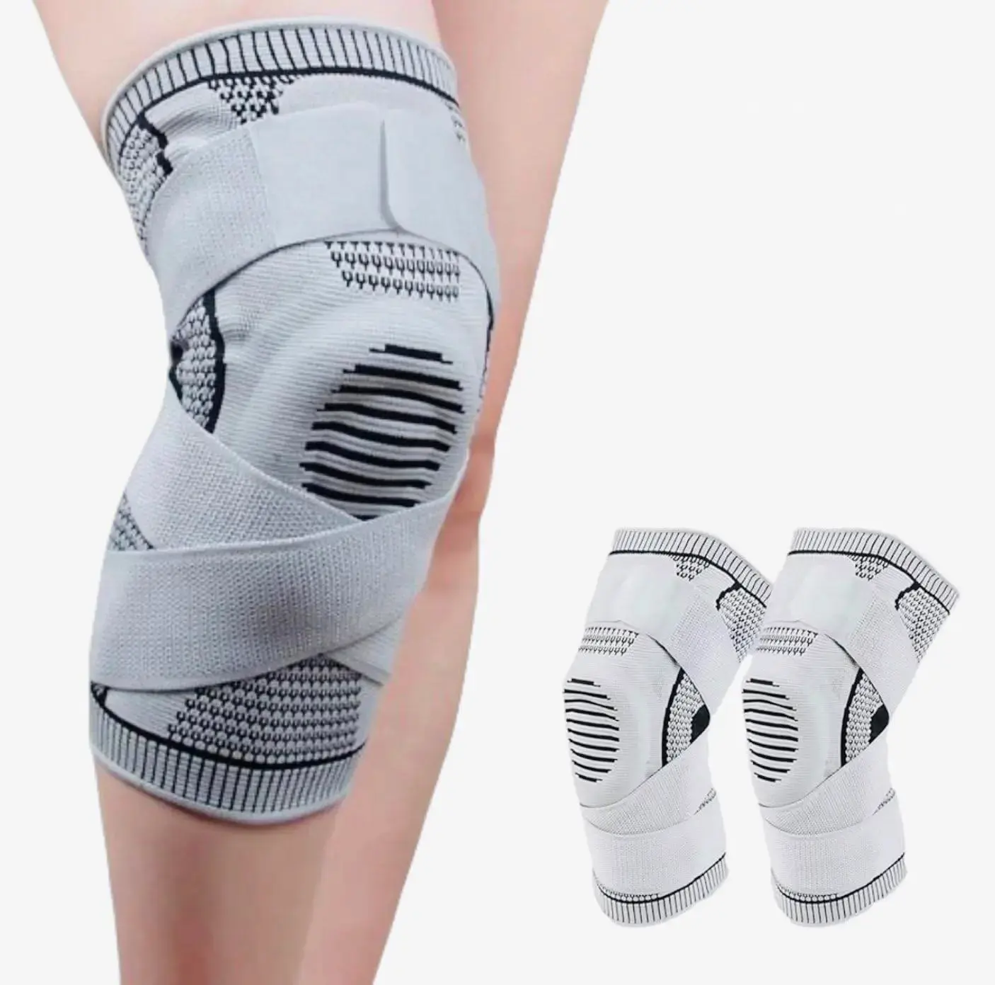 Knee Braces, 2-Pack, Knee Support Compression Sleeves, Fitness Sports Knee Braces, Women's & Men's Compression Suitable for Running, Fitness, Basketball