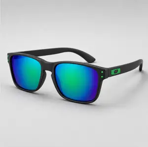 Hoolbrook Polarized Sunglasses UV400 – Matte Black Frame Blue Green Mirror Lens – Full Set