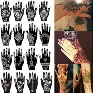 16 Sheets Indian Arabian Henna Tattoo Stencil Set Temporary Tattoo Temples Kit,Stencils for Henna New Designs