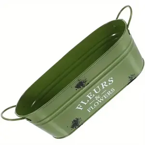 Iron Art Elliptical Double Ear Horseshoe Printing Pot, Creative Storage and Decoration, Home Balcony Planting Pot, Garden Supplies, Garden Planters