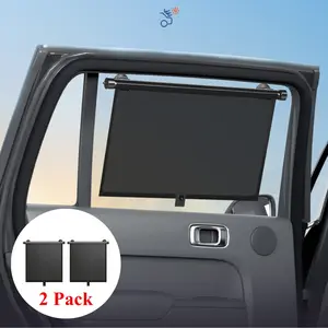 Joytutus 2 Pack Car Window Shades 15"x17" PVC+Aluminum Single-Touch Sunshade Privacy Interior Accessory Ideal for Front Windshield UV Glare Reduction Hot Weather Cooling Family Travel Daily Driving