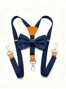 Two-Piece Solid Color Bow Tie Set for Men & Women, Daily Business Commute Belt, Holiday Party Performance Belts, Simple Fashion Waistbelts