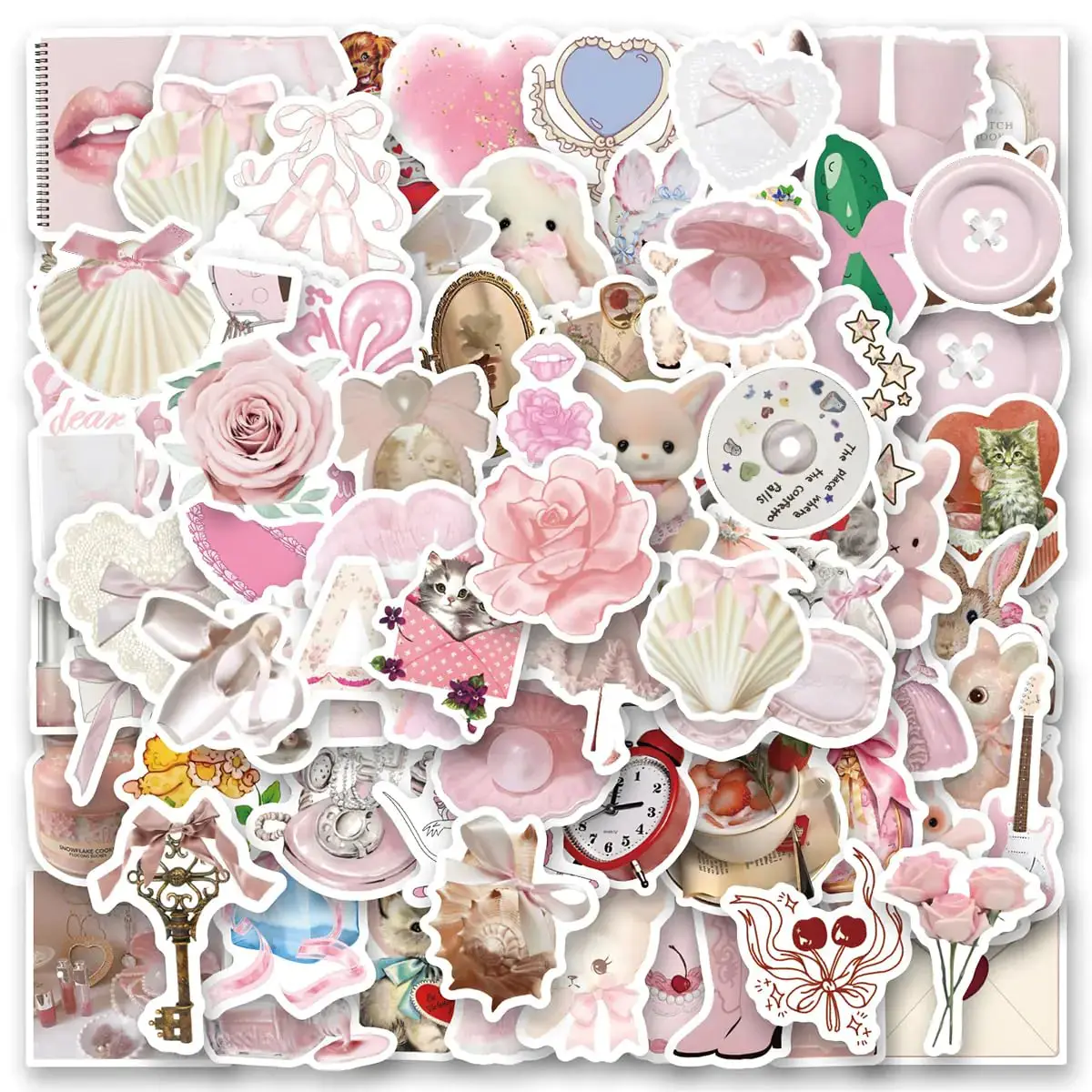 Coquette Aesthetic Stickers120PCS Cartoon Graffiti Sticker Water Bottles Laptop Pink Decal ，for Phone Cases Laptop - Coquette Room Decor Vintage Coquette Accessories