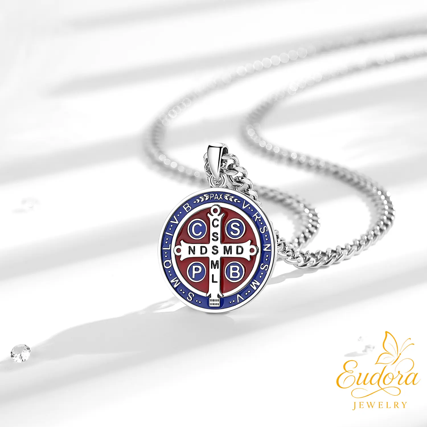 Eudora S925 Sliver St. Benedict Key Necklace, Silver and Gold-Plated Saint Benedict Pendant for Spiritual Protection, Catholic Sacramental Jewelry Gift for Prayer Eudora S925 Sliver St. Benedict Key Necklace, Silver and Gold-Plated Saint Benedict Pendant for Spiritual Protection, Catholic Sacramental Jewelry Gift for Prayer