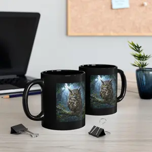 Dark Wild Collection | Dark Owl Black Ceramic Mug