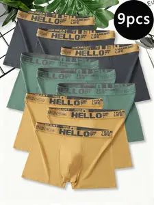 Street Style Men's Boxer Briefs, Pure Cotton Breathable Underwear, Trendy Waistband Design, Multiple Colors Available