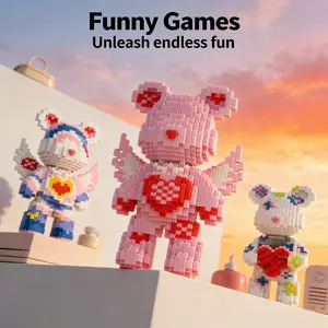Multicolor Surprise Gift Bear 3D Puzzle Building Blocks Decoration, Home Office Bookshelf Decor, Party Living Room TV Stand Display