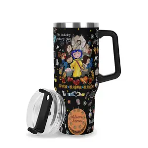 Corralline Twitchy Witchy Girl Pattern Tumbler 40oz & 30oz, Spooky Black Cat Drinkware For Men Women, Halloween Movie Fan Gift Idea | 120326.C00360.ID03