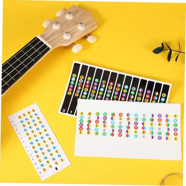 Colorful Guitar Fingerboard Scale Stickers 2 Pack 6 String Acoustic Guitar Fret Note Labels Beginner Music Learning Accessories