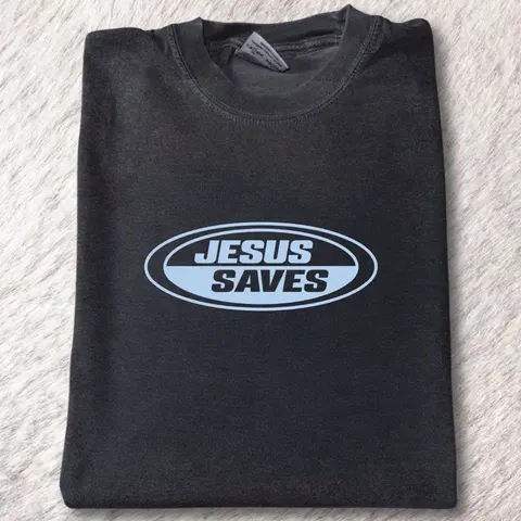 Jesus Saves Retro Tee, Vintage graphic T-Shirt, christian clothing Womenswear Top  Cotton Casual Unisex, Gift For Men Women
