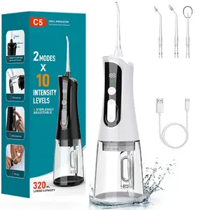 320ml  Flosser   Flosser  Portable Oral Irrigator  Cordless  Flosser  Suitable for Braces Wearers  Oral Care  Daily Cleaning    Rechargeable  IPX7 Waterproof  4 Nozzles  Home and Travel Dental Cleaner  Holiday Value Pack detachable water tank