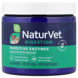 NaturVet Digestion, Digestive Enzymes With Pre & Probiotic, For Dogs & Cats, 8 oz (228 g)