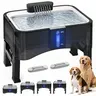 UPSKY 8.5L (2.25Gal) Elevated Resin Dog Water Fountain, 4 Adjustable Heights Pet Drinking Dispenser with 304 Stainless Steel Tray, Anti-Slip Design, Ultra-Quiet Pump, 2 Replacement Filters for Dogs & Cats, Easy Cleaning, Filtration, Floors Stay Drier, Lar