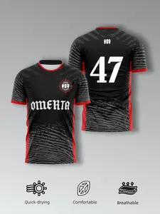 Men's Omerta Boxing Sport Jersey, Quick-Dry Breathable Fabric Size 47, Fan Training Top for Football, Fitness, and Casual Wear, Breathable Athletic Top