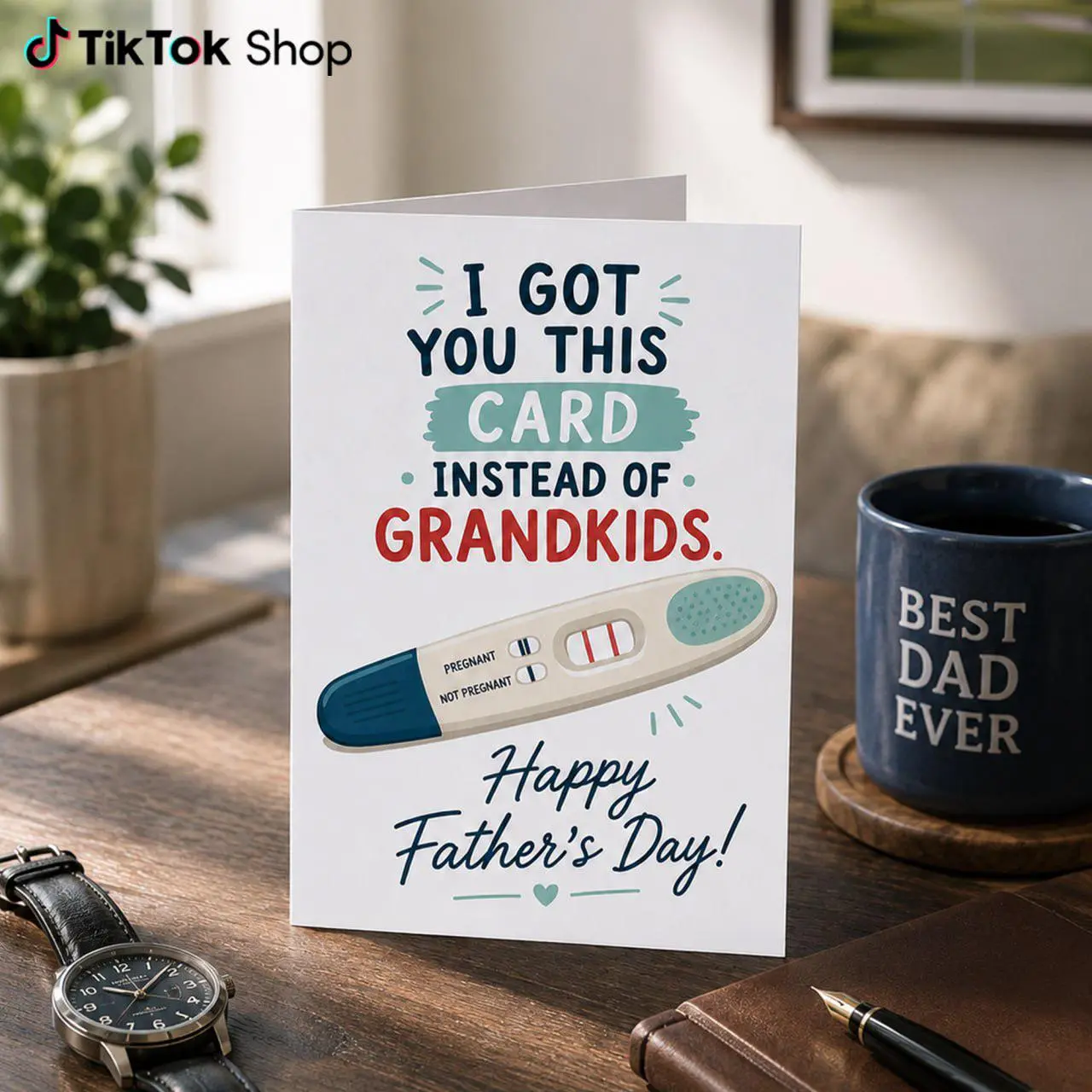 [Father's Day Gift] Funny Pregnancy Announcement Card for Dad, Father’s Day Grandparents Reveal Card, I Got You This Card Instead of Grandkids