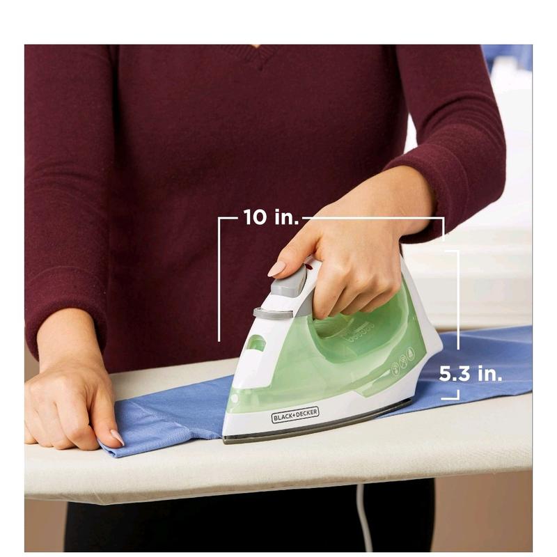 Black+Decker, Easy Steam Compact Iron, IR02V-T Anti-Burn Auto Shut-Off Carry Lock Detachable Water Tank Dry Irons Garment Steamers Steam Generator Irons Steam Irons Coated non-stick Ceramic Stainless Steel