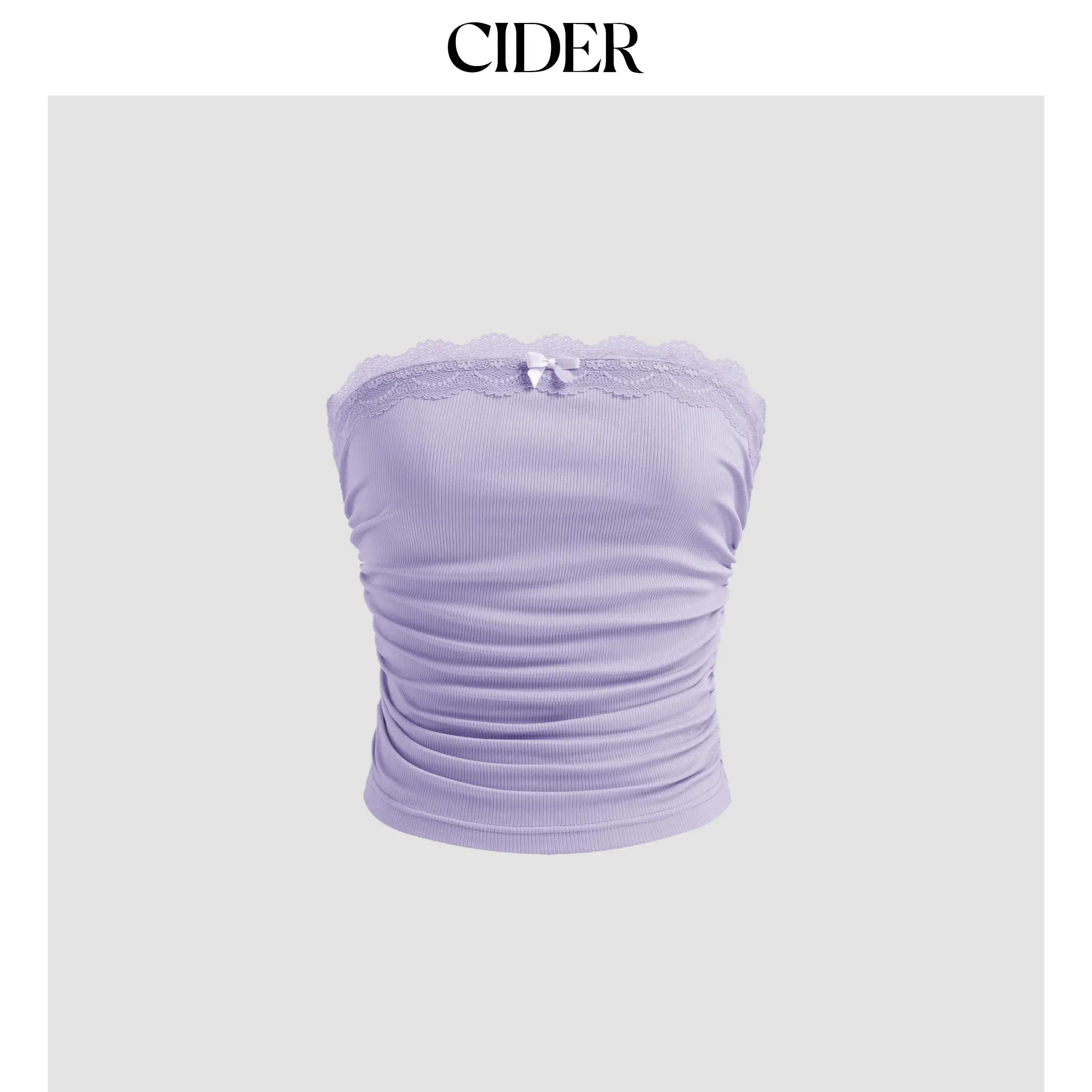 Cider Women's Solid Ruched Knit Tube Top, a Strapless Cropped Style with Inclusive Sizing Options for Plus Size (0-26), Basic, Minimalist, Sleeveless, Elastane, Pull-On Wear