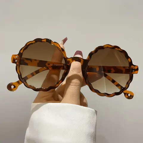 Vintage Flower Round Frame Glasses, Retro Outdoor Sports Eyewear, Fashion Accessory for Men & Women, Ideal for Summer Beach Wear