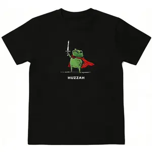 Huzzah Frog Renaissance graphic tees Faire Frog Funny DnD shirt Medieval Fantasy Gamer Gift y2k cotton fashion Streetwear Comfort Shortsleeve Casual Top Trending