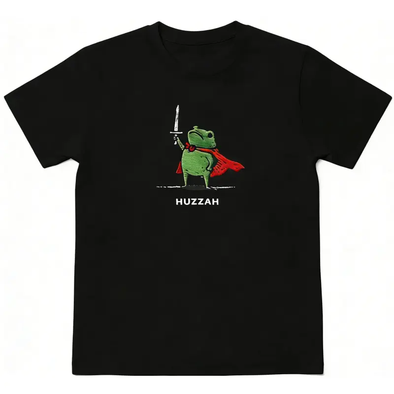 Huzzah Frog Renaissance graphic tees Faire Frog Funny DnD shirt Medieval Fantasy Gamer Gift y2k cotton fashion Streetwear Comfort Shortsleeve Casual Top Trending